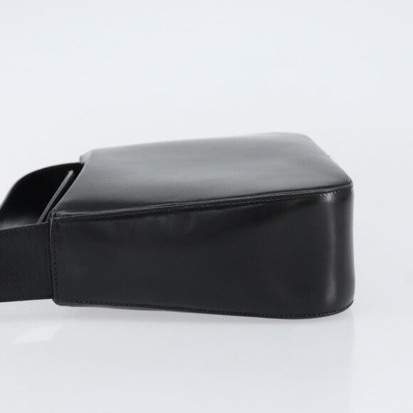 Authentic Salvatore Ferragamo Gancini Shoulder Bag Leather Black Gold - Picture 12 of 16